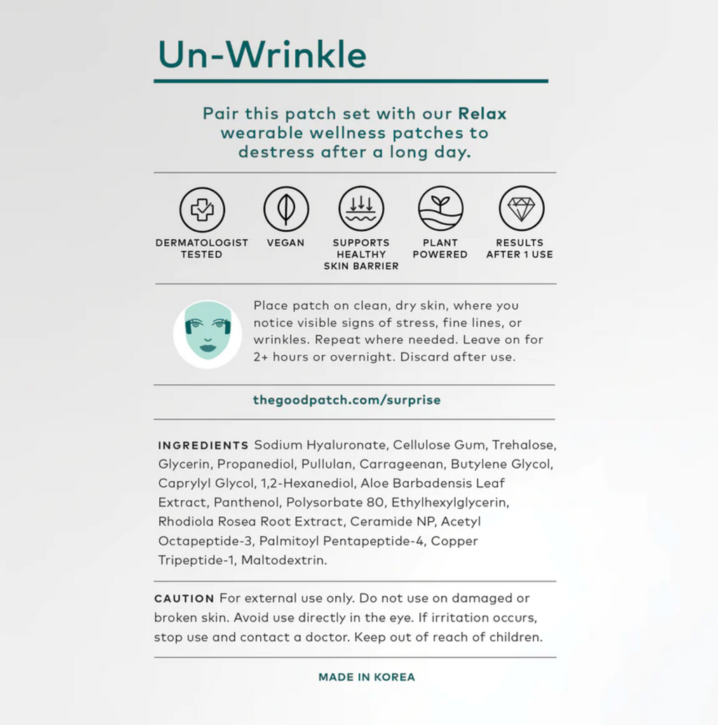 Un-Wrinkle Microdart Patches