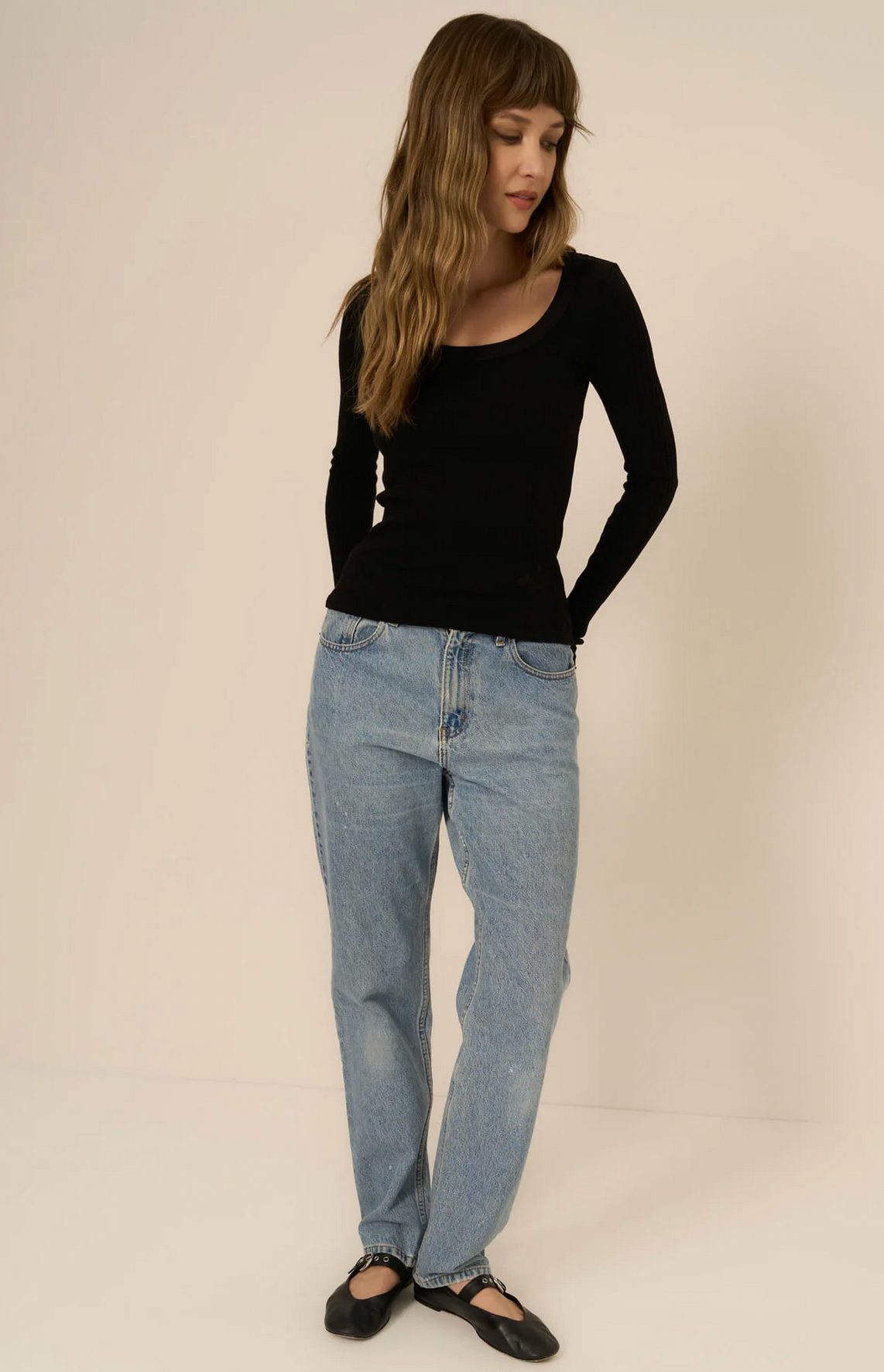 What's The Scoop Washed Rib Long Sleeve