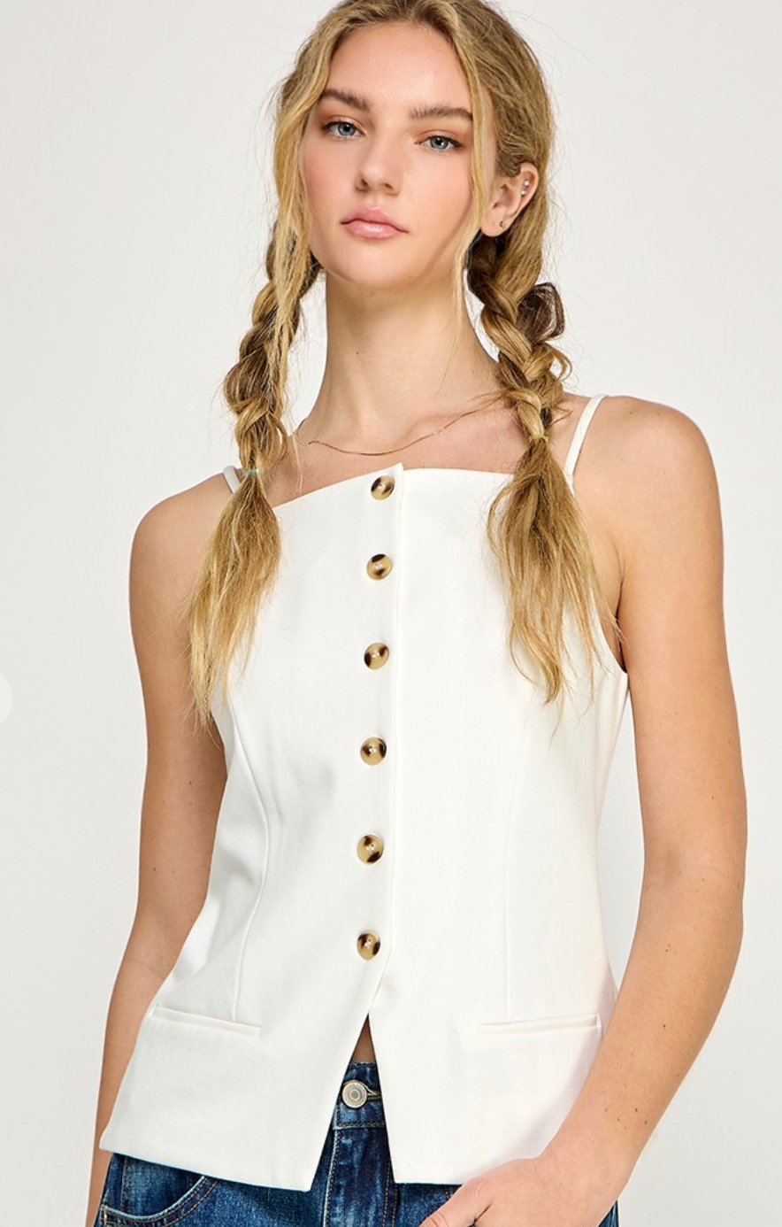 Monroe Button Front Top