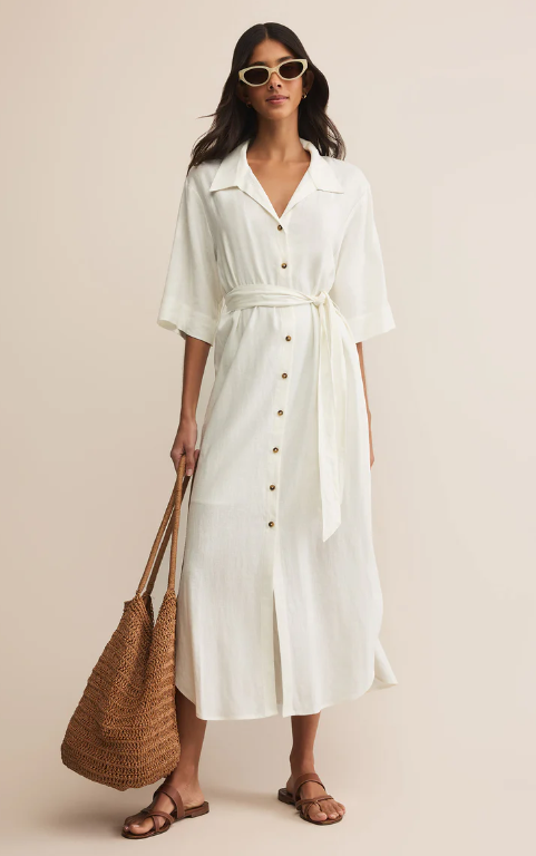 Brise Linen Midi Shirt Dress