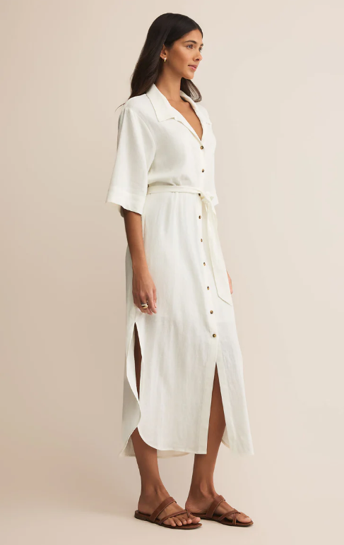 Brise Linen Midi Shirt Dress