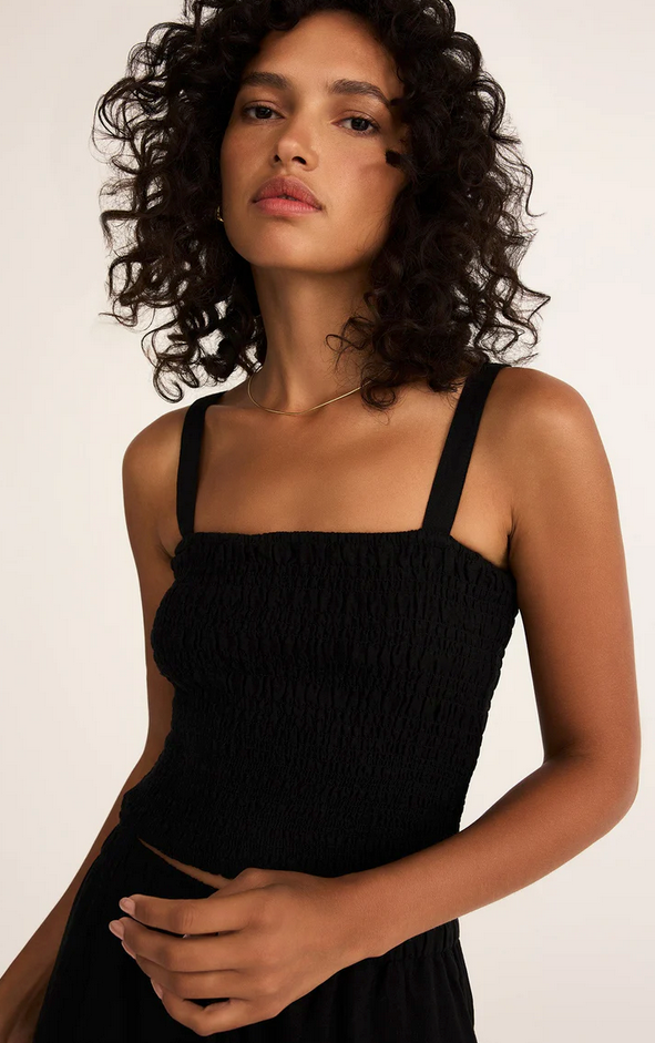 Amelie Smocked Linen Crop Tank