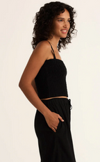 Amelie Smocked Linen Crop Tank