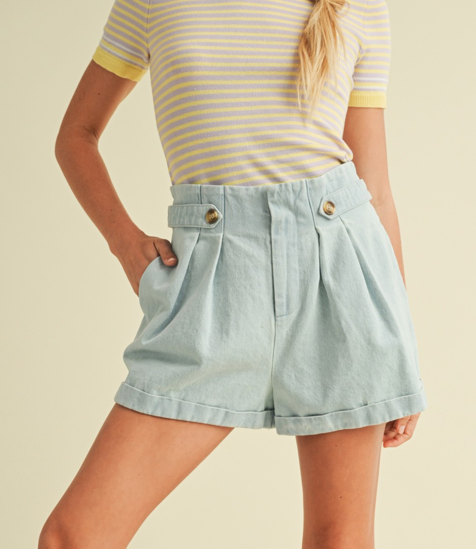 Clara Pleated Twill Shorts
