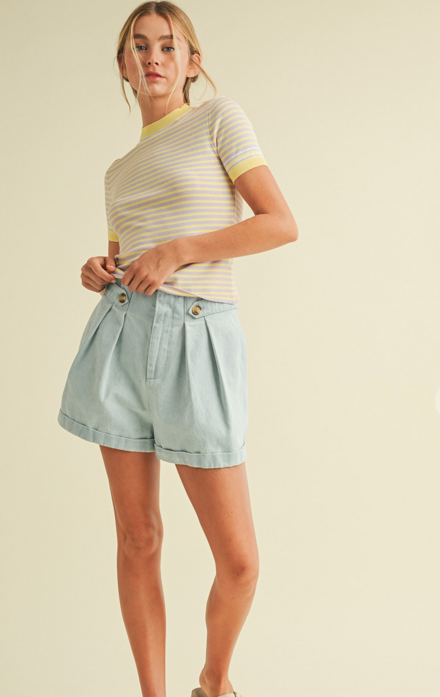 Clara Pleated Twill Shorts