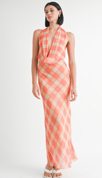 Sunrise Grid Halter Maxi