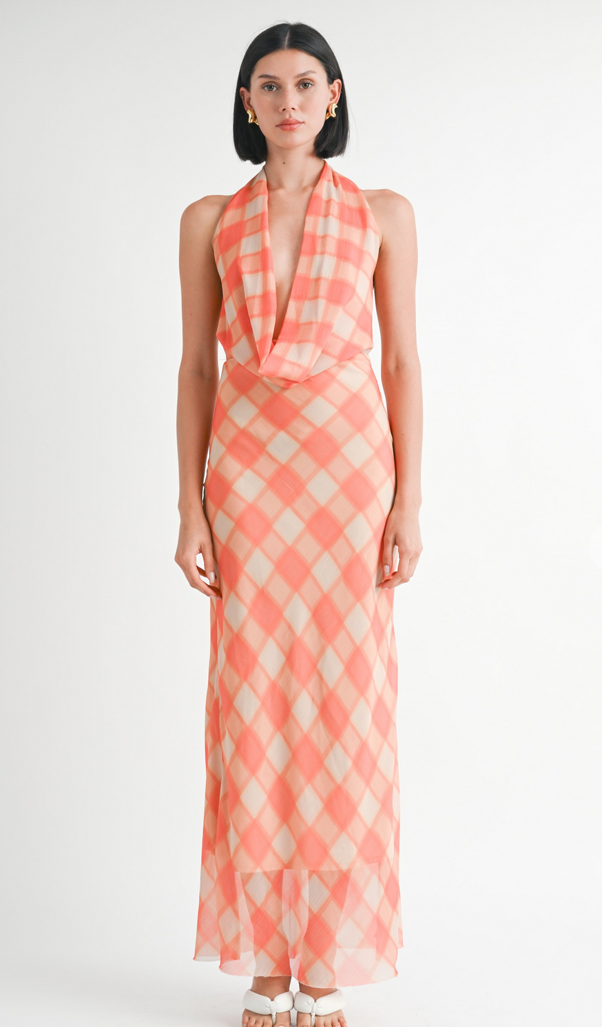 Sunrise Grid Halter Maxi