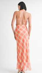 Sunrise Grid Halter Maxi