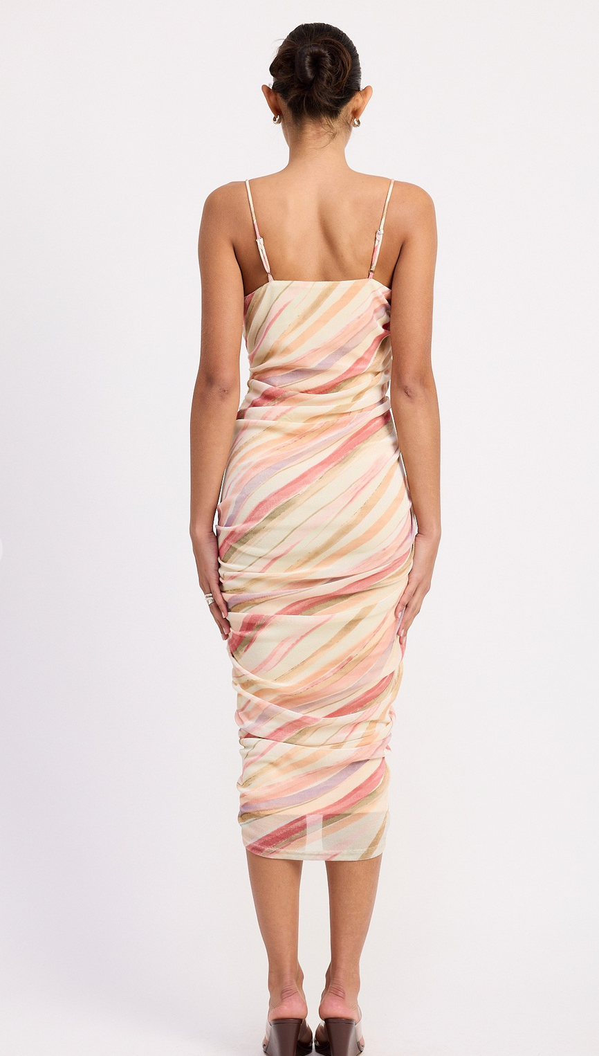 Sorbet Swirl Mesh Midi Dress