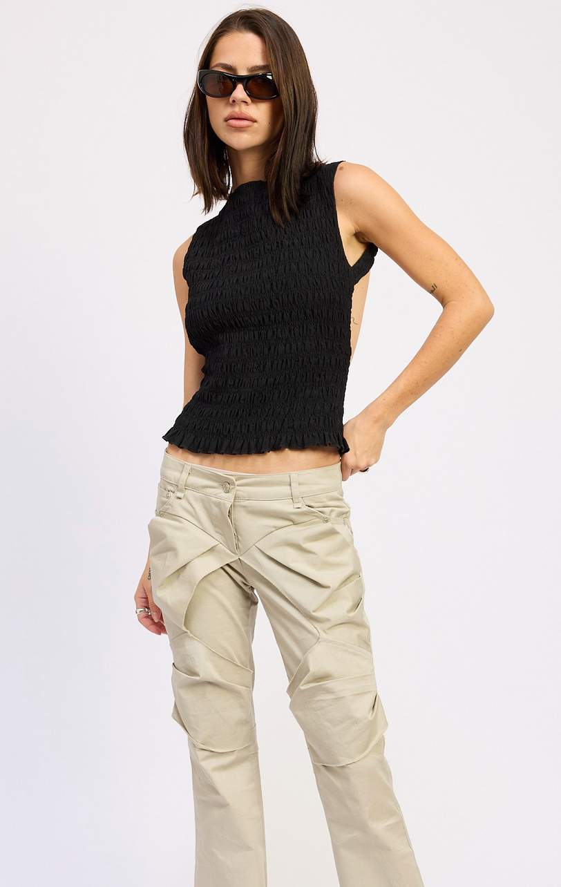 Backstage Smocked Open Back Tank