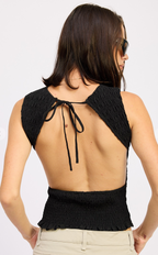 Backstage Smocked Open Back Tank