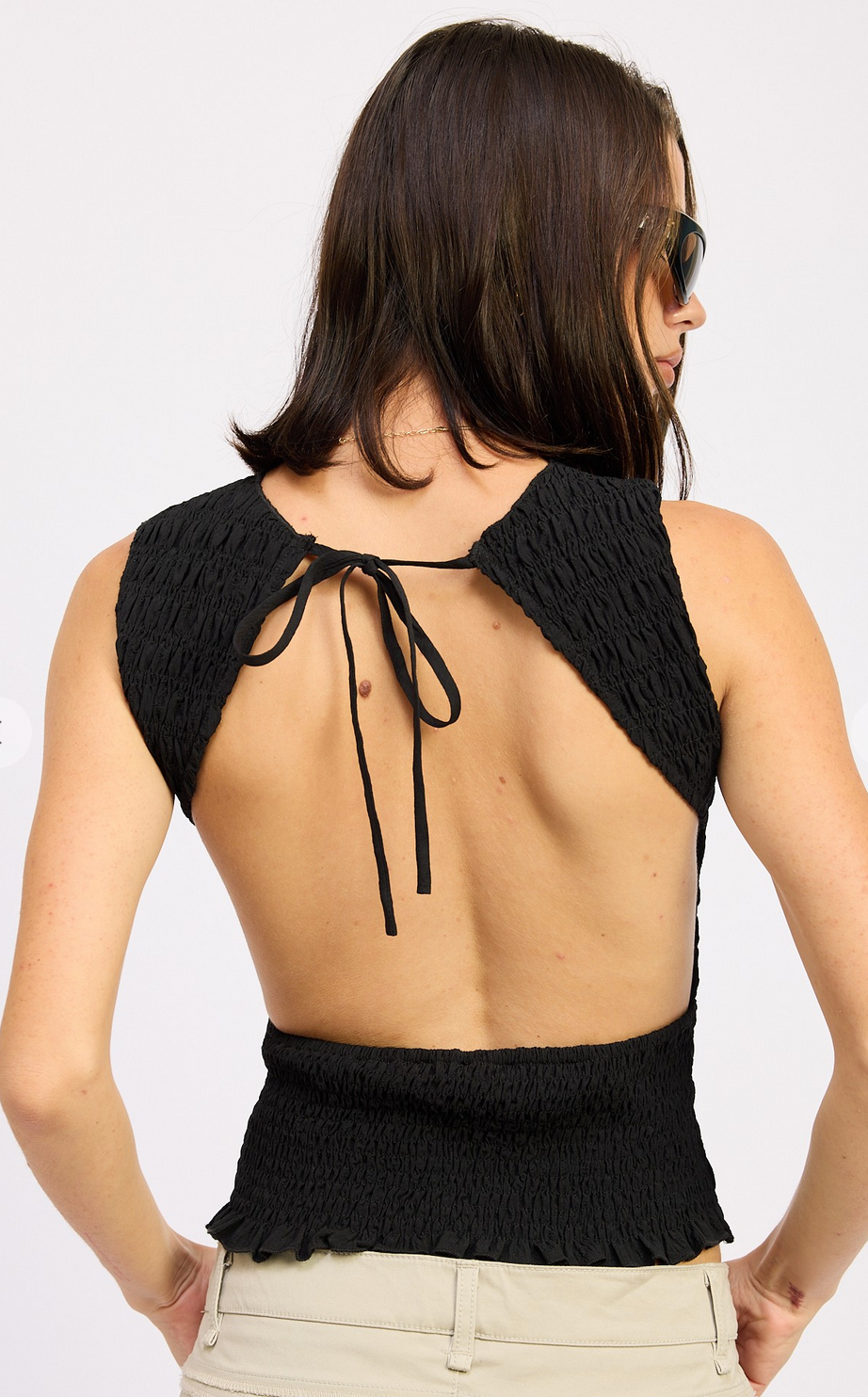 Backstage Smocked Open Back Tank