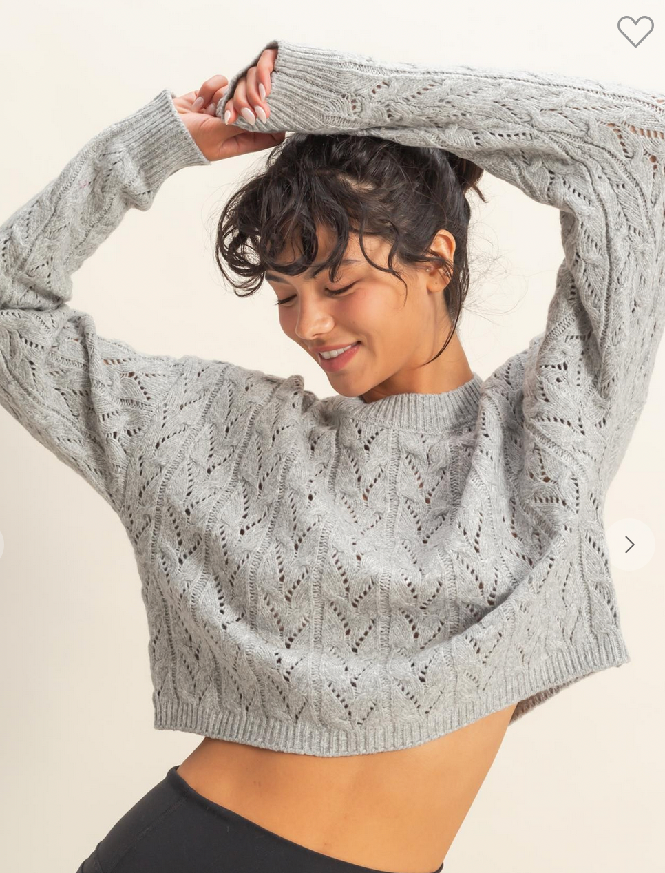 Emery Pointelle Knit Cropped Sweater