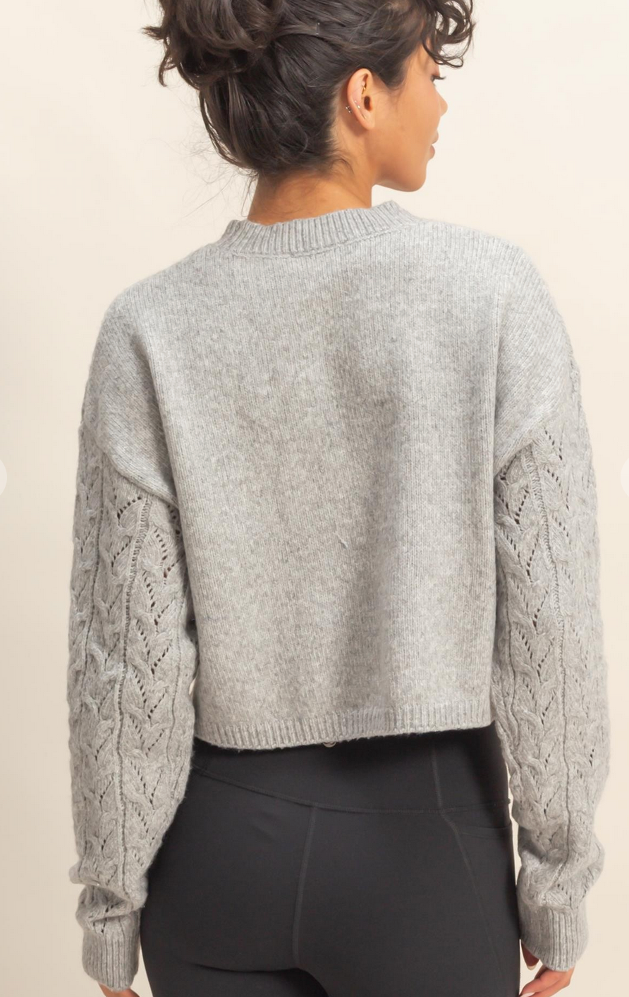 Emery Pointelle Knit Cropped Sweater