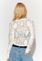Jae Sheer Lace Knit Long Sleeve Top