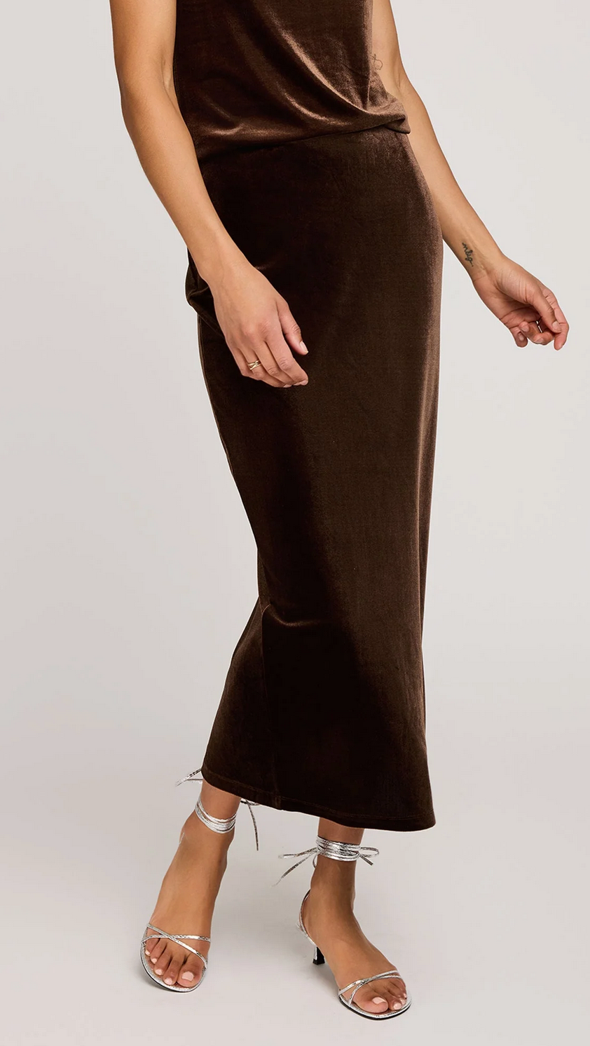 Dahlia Velvet Column Skirt
