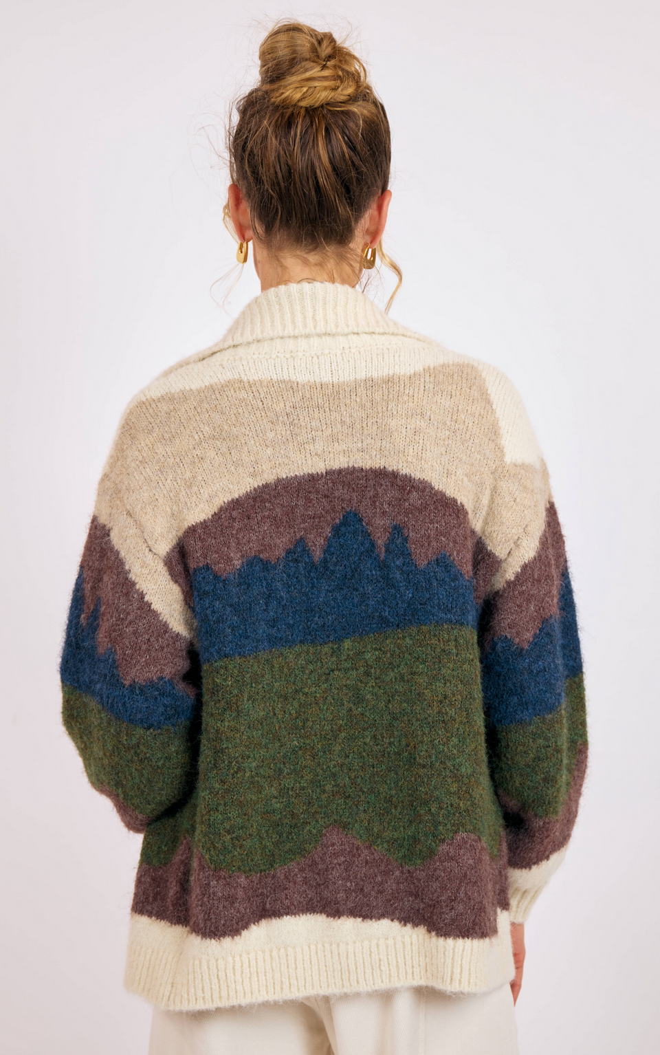 Birdie Landscape Intarsia Cardigan