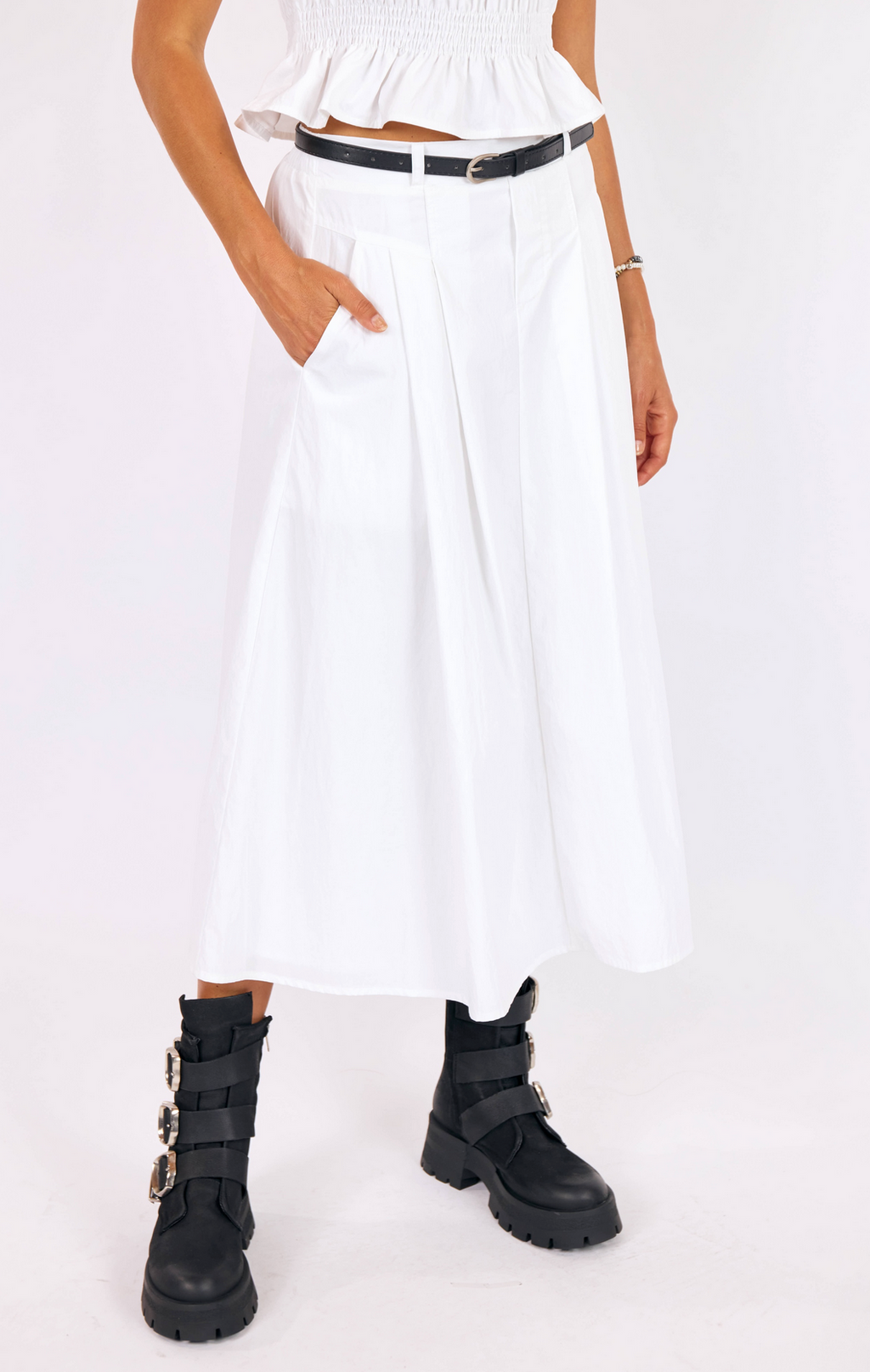 Central Park Midi Skirt with Belt