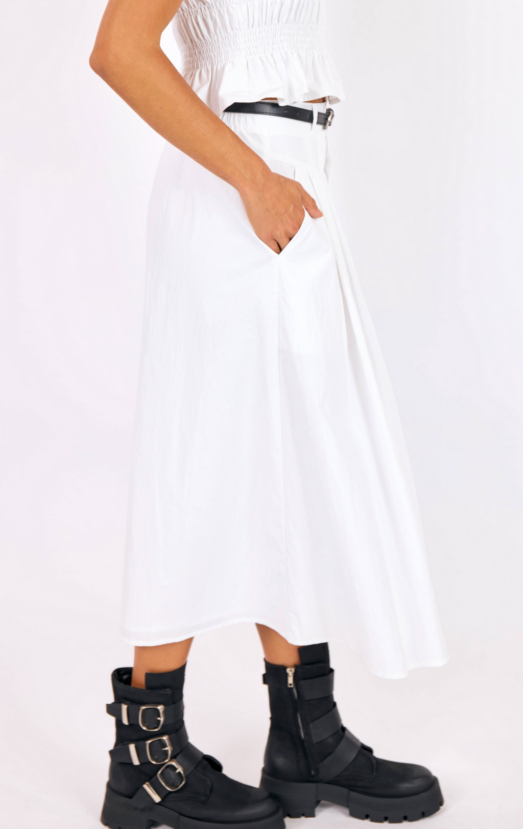 Central Park Midi Skirt with Belt