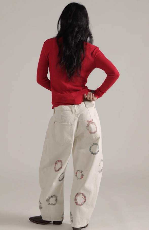 Good Luck Printed Barrel Pant