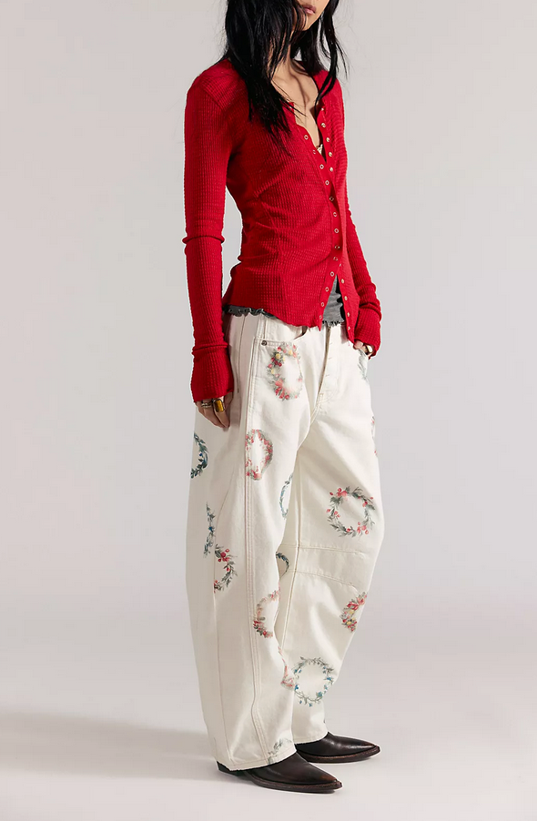 Good Luck Printed Barrel Pant