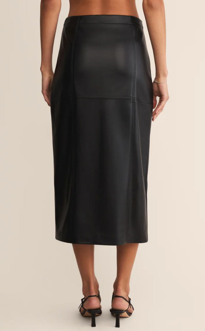 Reine Faux Leather Midi Skirt