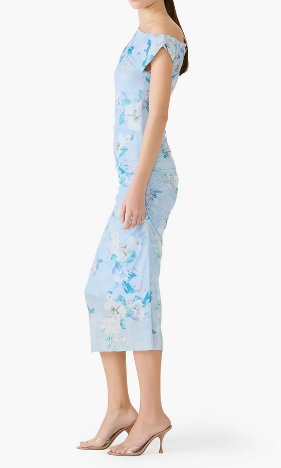 Gracelyn Floral Rouched Midi Dress