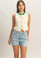 Clover Stitch Button Tank