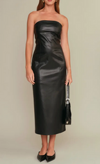 Emmet Strapless Faux Leather Dress