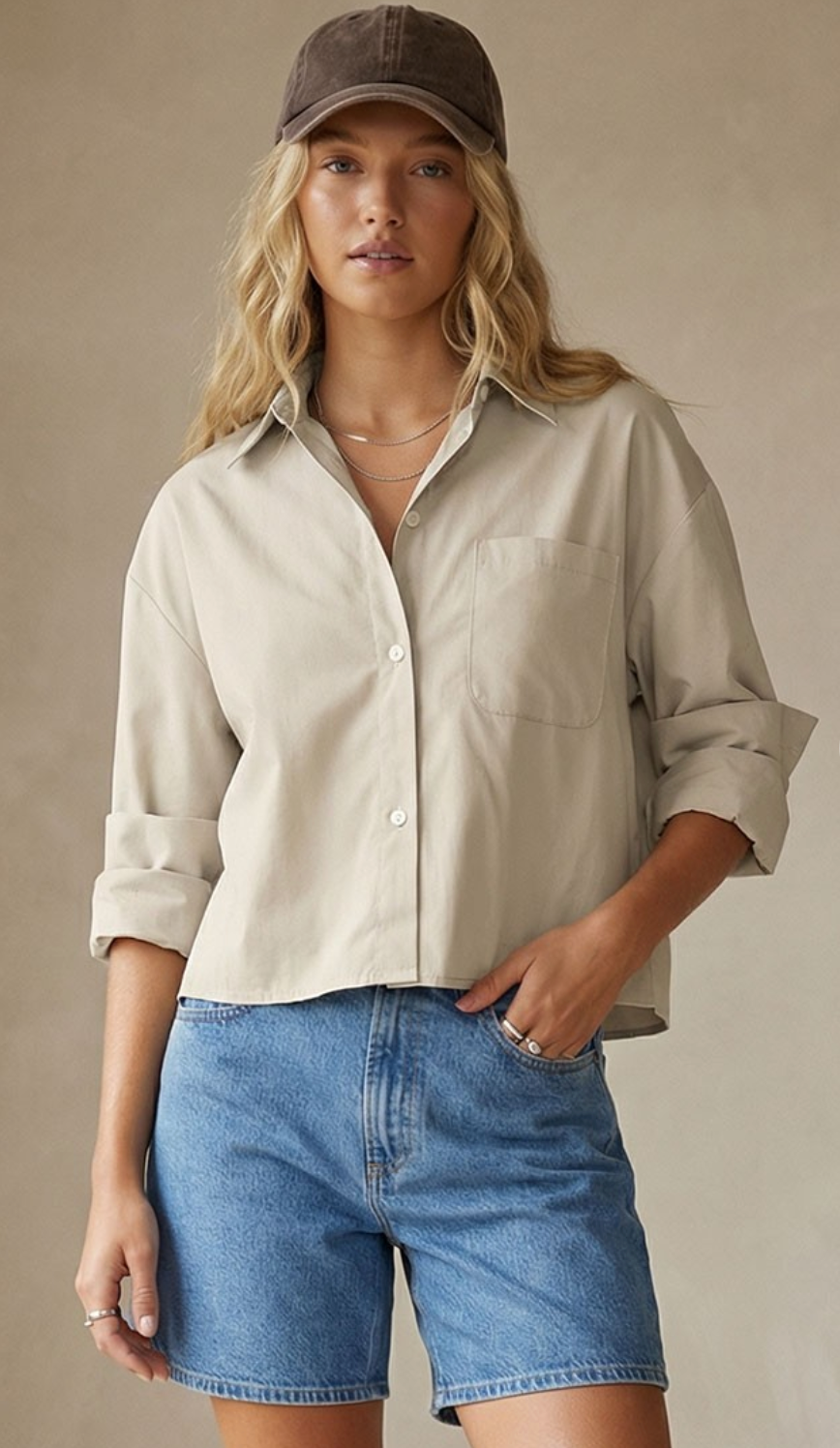 Harbor Cropped Button Up