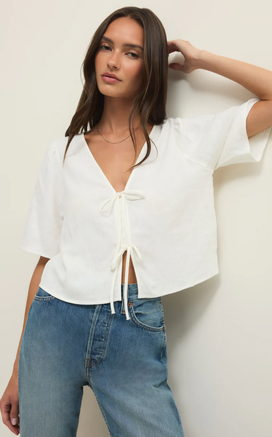 La Belle Linen Cropped Top