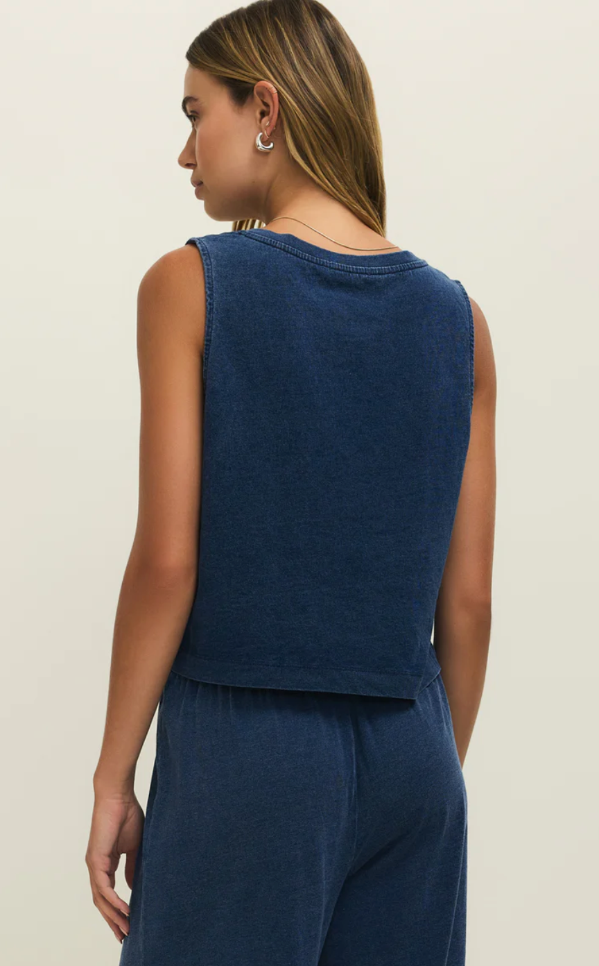 Sloane V-Neck Jersey Denim Top