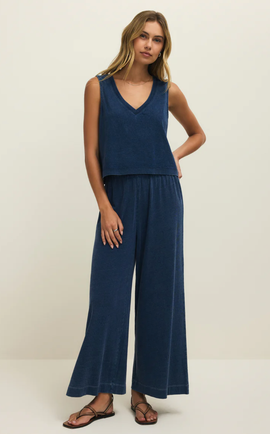 Sloane V-Neck Jersey Denim Top