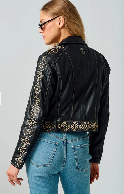 Cora Embriodered Leather Jacket