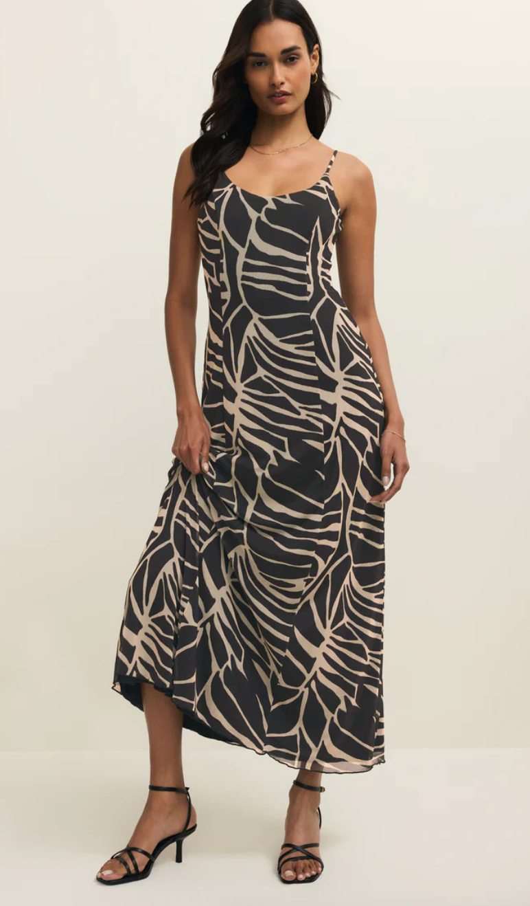 Charisma Tova Palm Mesh Maxi Dress