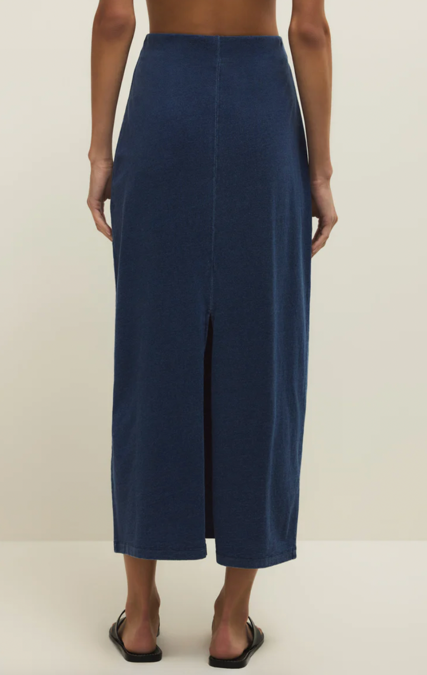 Gail Jersey Denim Midi Skirt