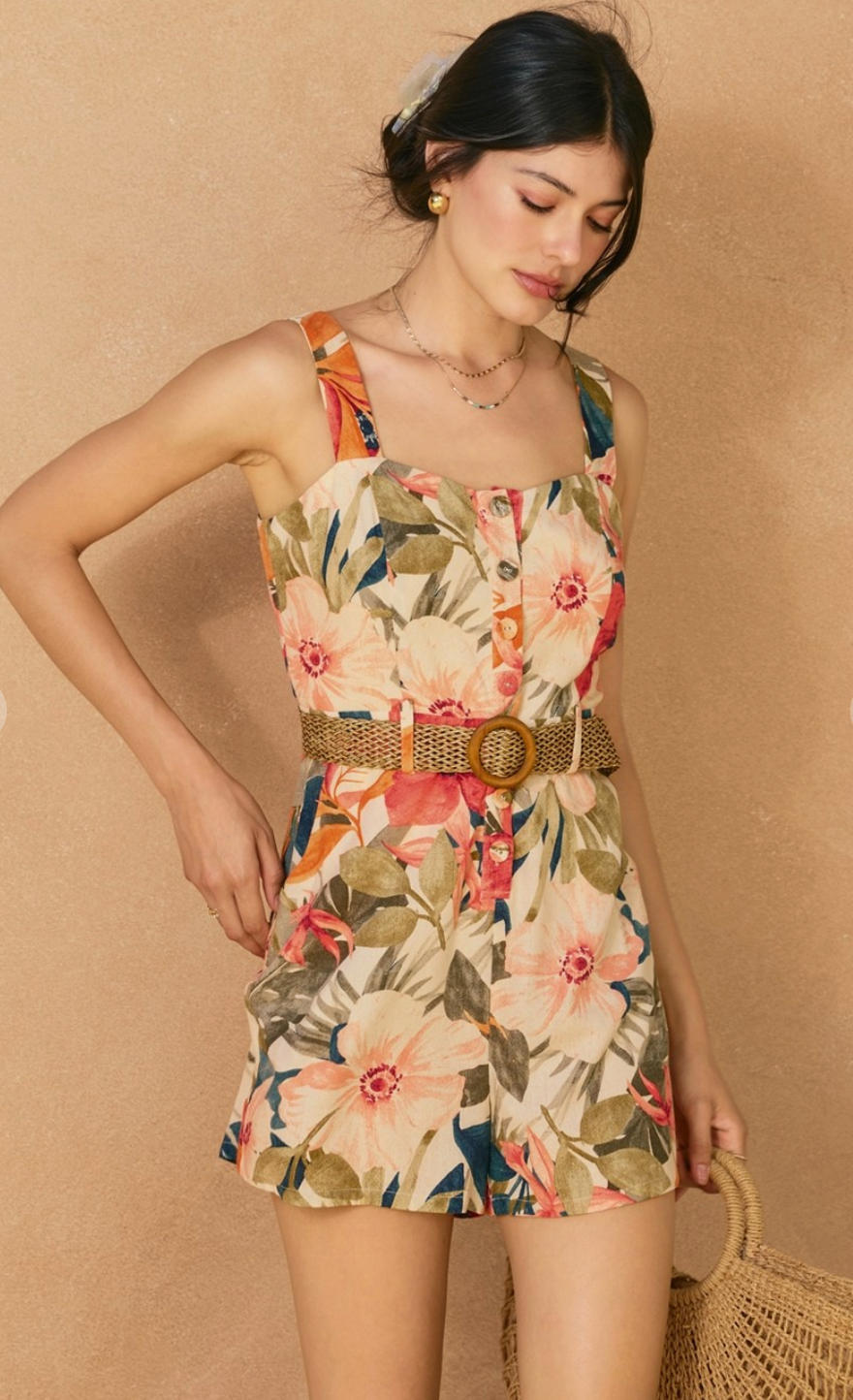 Sunset Garden Belted Romper