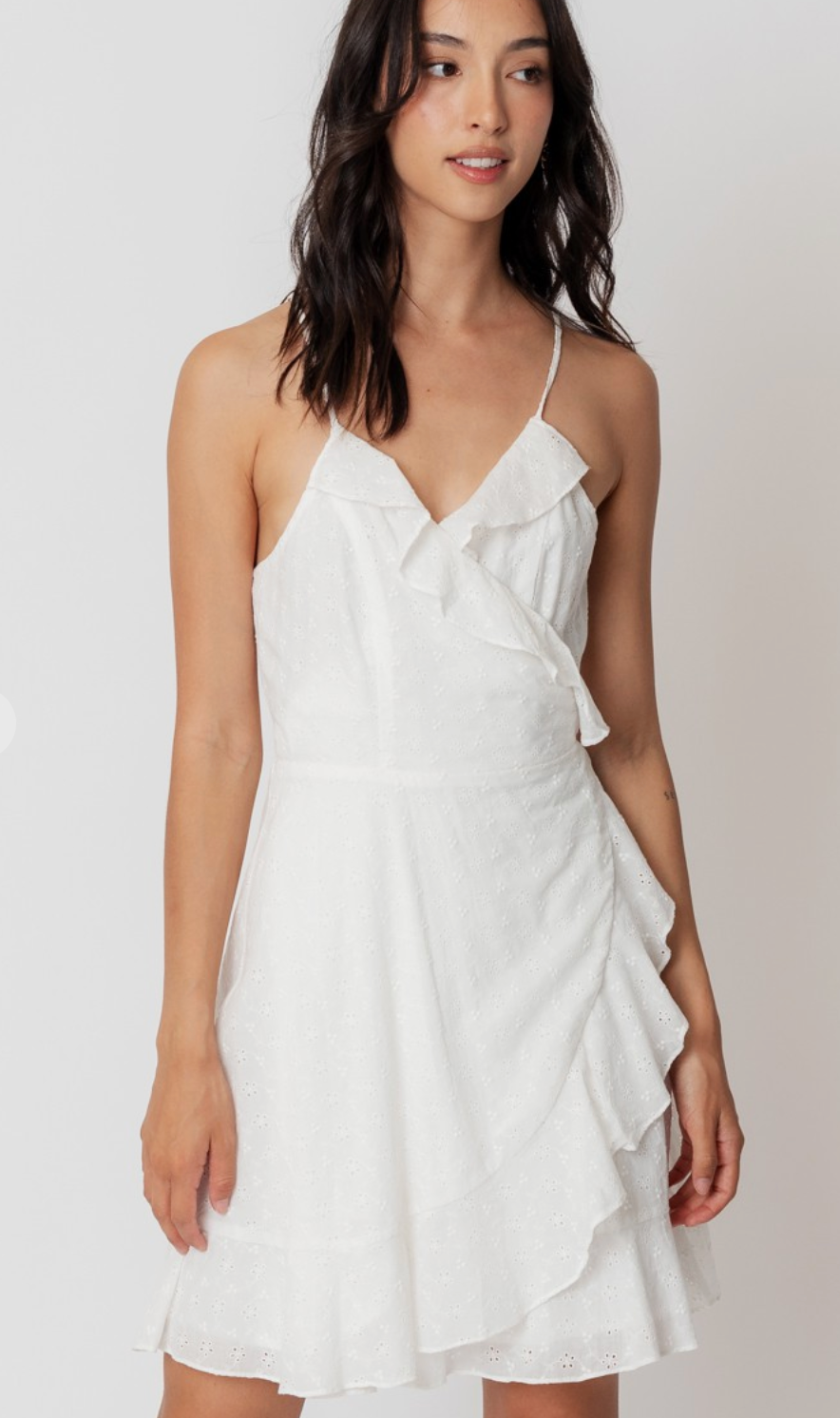 Ivory Petal Ruffle Mini Dress