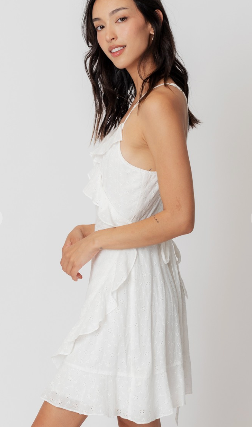Ivory Petal Ruffle Mini Dress