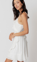 Ivory Petal Ruffle Mini Dress