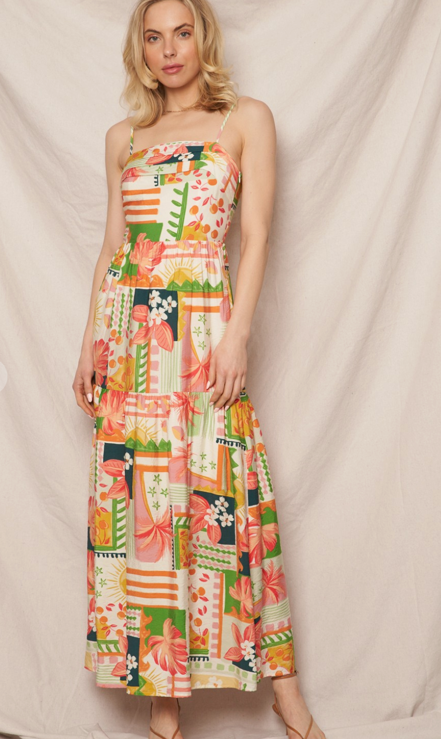 Sunlit Garden Patchwork Maxi Dress