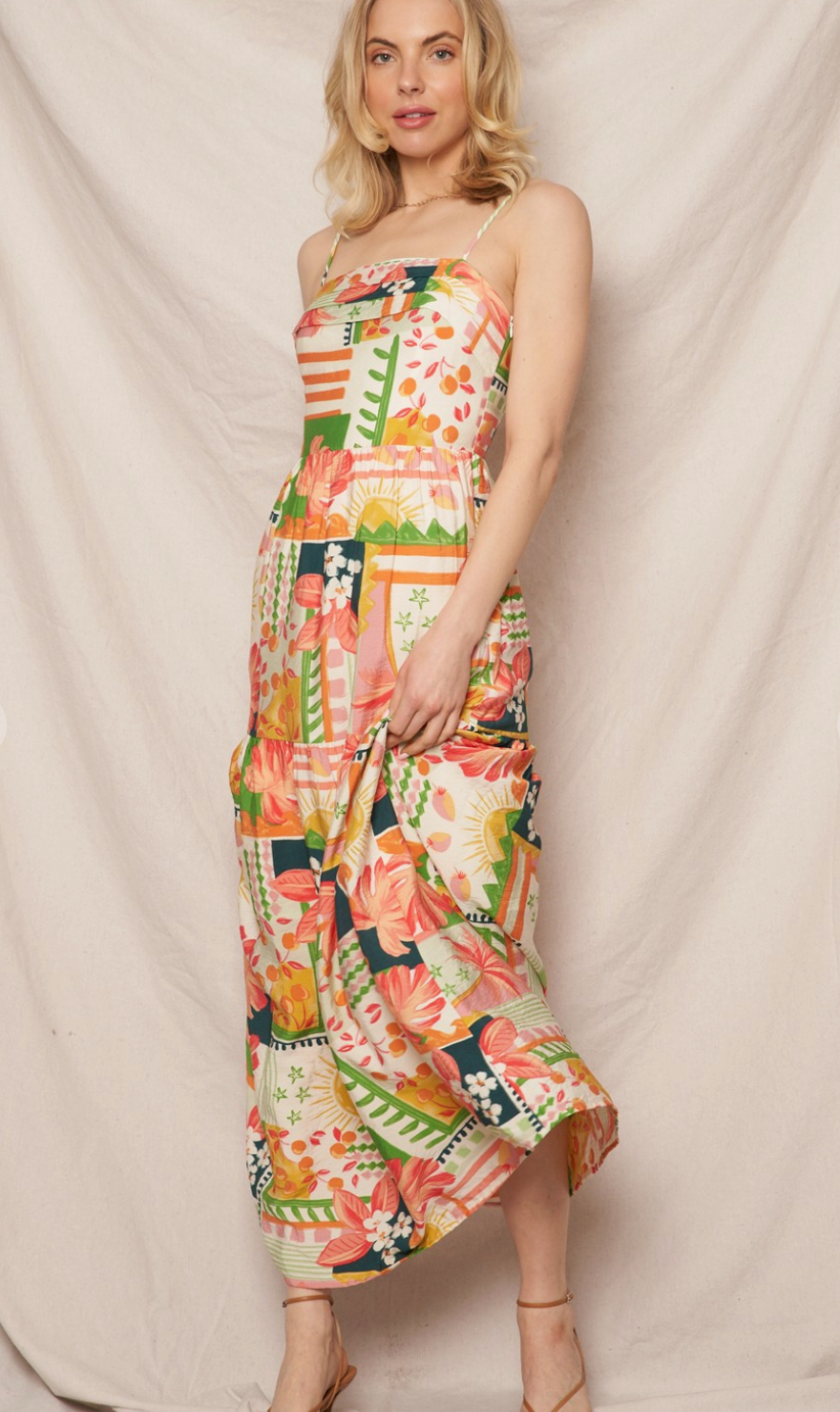 Sunlit Garden Patchwork Maxi Dress