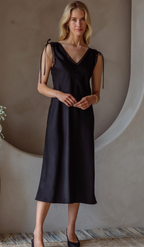 Midnight Muse Satin Midi Dress