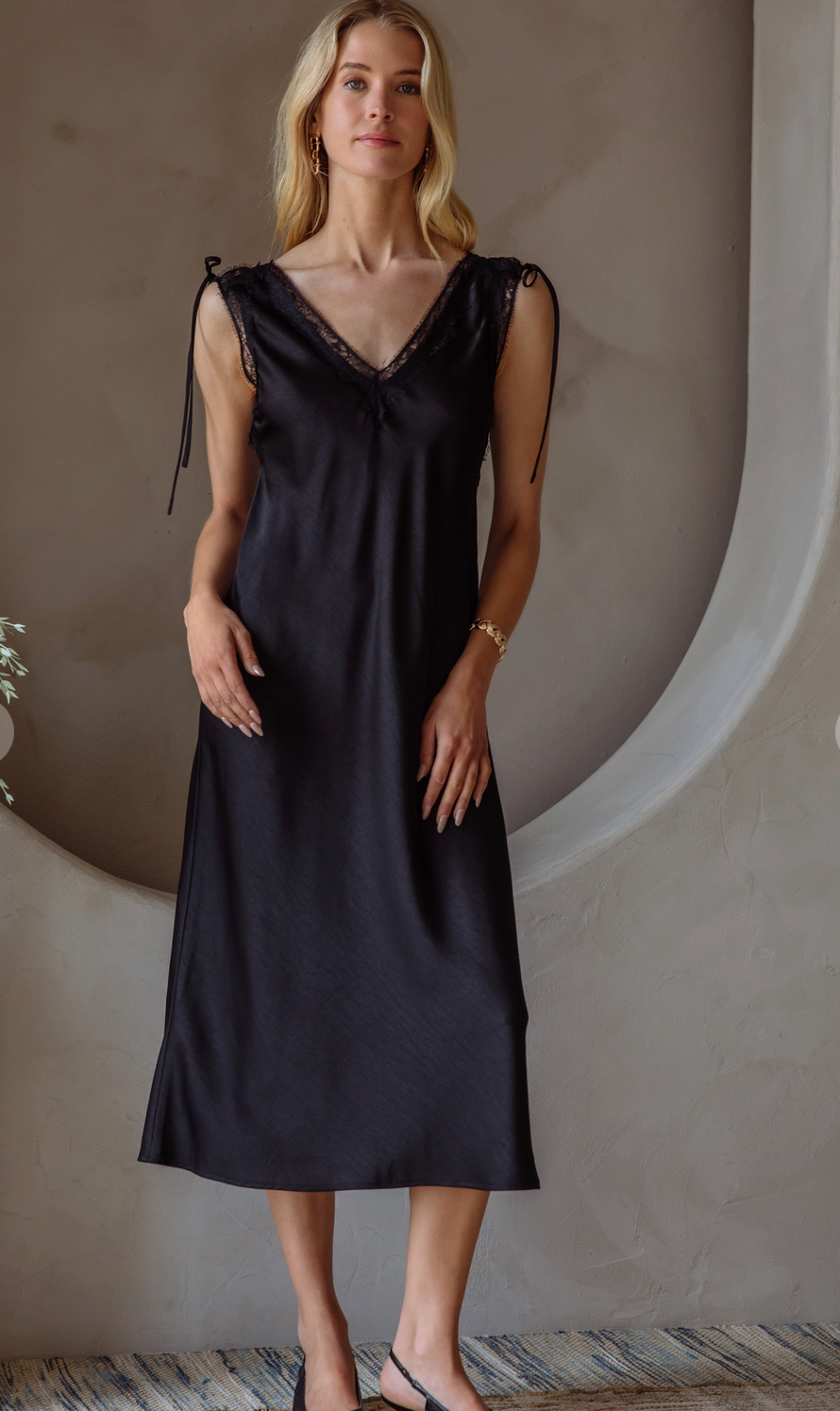 Midnight Muse Satin Midi Dress