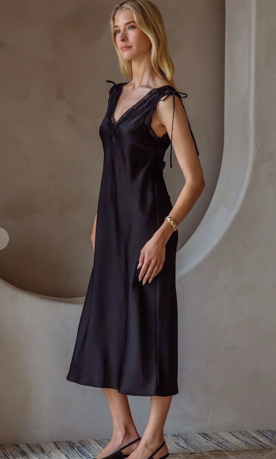 Midnight Muse Satin Midi Dress