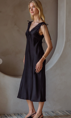 Midnight Muse Satin Midi Dress