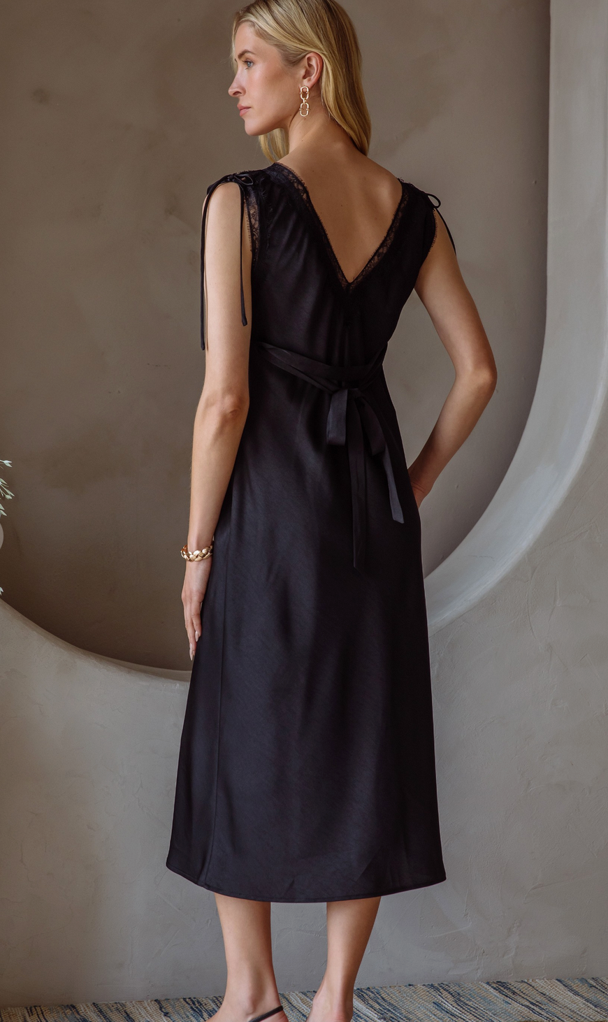 Midnight Muse Satin Midi Dress