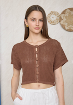 Cocoa Breeze Crochet Button Top