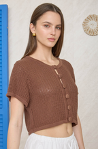 Cocoa Breeze Crochet Button Top