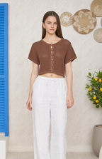 Cocoa Breeze Crochet Button Top